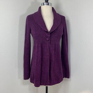 Alfani Deep Purple Cotton Angora Blend Cardigan Academia Preppy Boho Goth Med